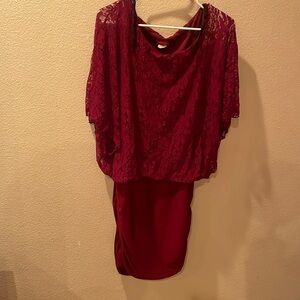 Womens Red dress size L​ LARGE LACE DRESS​​​​